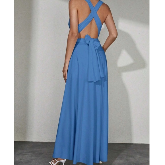 Luxe Light Blue 4 way Adjustable High Waisted Party Evening Occasion Dre… - Picture 6 of 7